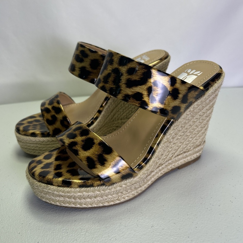 VARECOLA Women's Leopard Espadrille Wedge Sandals Platform Slide Size 6 NWB